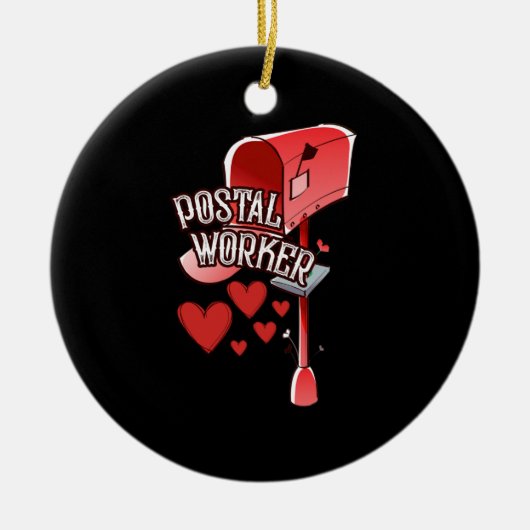 郵便局員のハート – ラブポストワーカーメール セラミックオーナメント (正面)