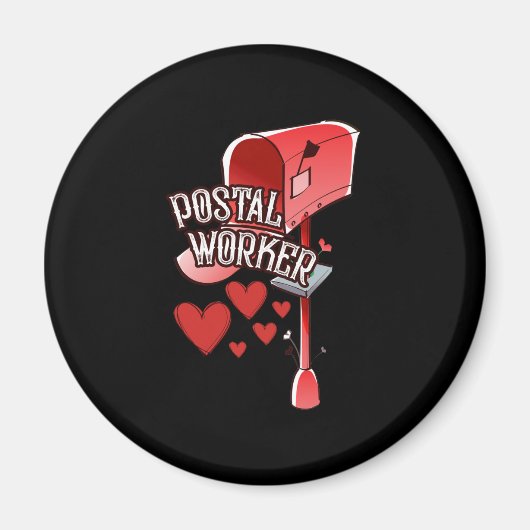 郵便局員のハート – ラブポストワーカーメール マグネット (正面)