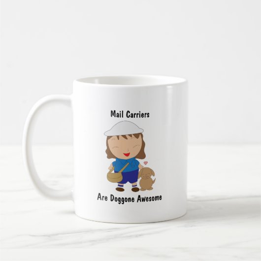 郵便局員の女性のパーソナおもしろいライズ コーヒーマグカップ (左)