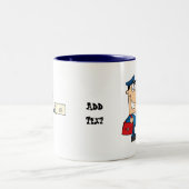 郵便局員の漫画マスコットパーソナライズされた ツートーンマグカップ (中央)
