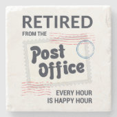 郵便局員の退職メールおもしろいマン ストーンコースター (正面)