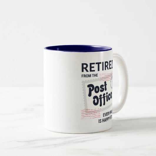 郵便局員の退職メールおもしろいマン ツートーンマグカップ (正面右)