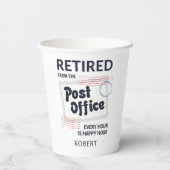 郵便局員の退職メールおもしろいマン 紙コップ (裏面)