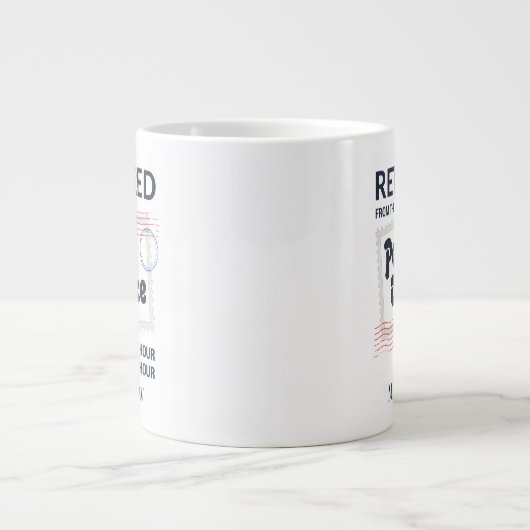 郵便局員の退職メールパーソナライズされたマン ジャンボコーヒーマグカップ (正面)
