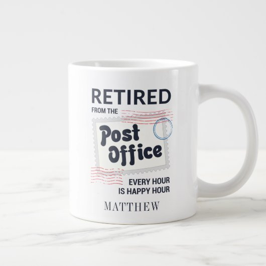 郵便局員の退職メールパーソナライズされたマン ジャンボコーヒーマグカップ (右)