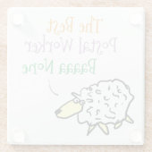 郵便局員ガラスコースター用羊デザイン ガラスコースター (裏面)