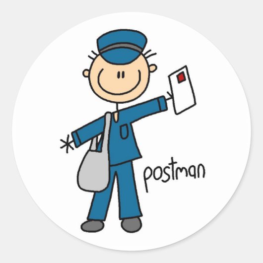 郵便局員棒人間 ラウンドシール (正面)