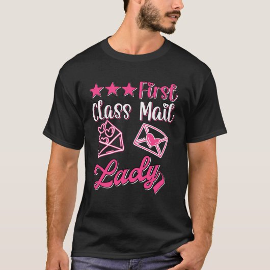 郵便局員 女性 サービス 郵便局 郵便 Tシャツ (正面)
