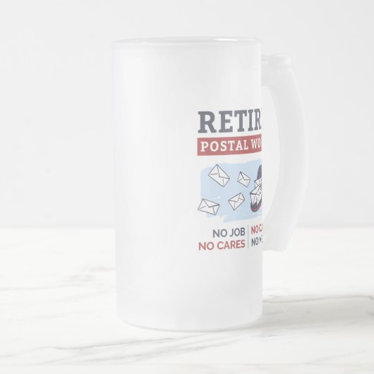 郵便局退職郵便退職したマンおもしろいGag フロストグラスビールジョッキ (正面右)