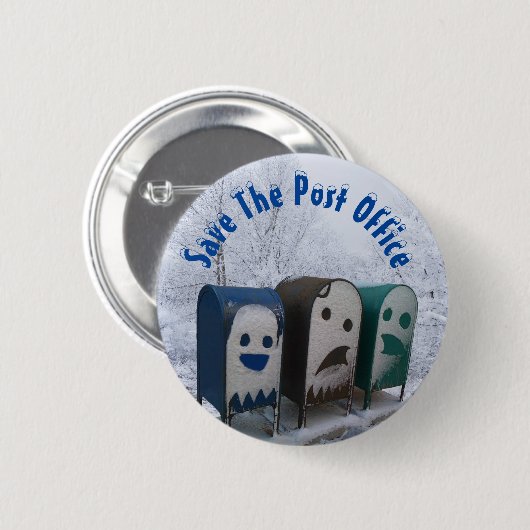 郵便救局 缶バッジ (正面&裏面)