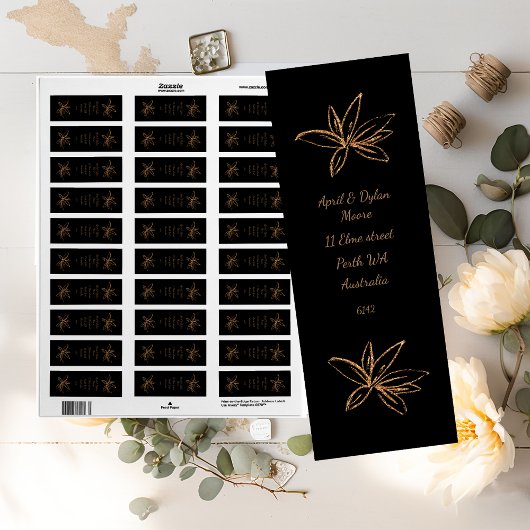 郵便料金エレガント用の黒および金ゴールドラベル ラベル