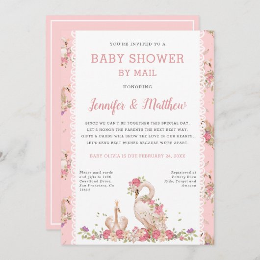 郵便物お洒落のおとぎ話で白鳥が羽化  招待状 (正面/裏面)