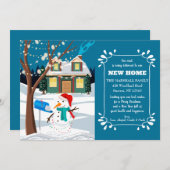 郵便箱のそばの雪だるま ホリデー 引っ越しカード シーズンカード (正面/裏面)