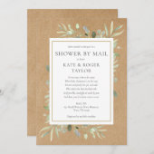 郵便素朴で男女兼用行う緑のシャワー 招待状 (正面/裏面)