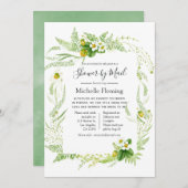 郵便素朴による緑のベビー又はブライダルシャワー 招待状 (正面/裏面)