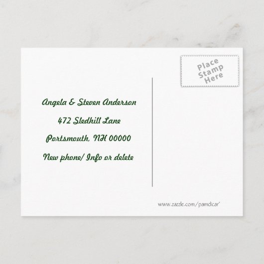 郵便経路新住所の冬のお知らせ 案内ポストカード (裏面)