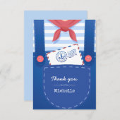 郵便航海の男の赤ちゃんシャワー サンキューカード (正面/裏面)