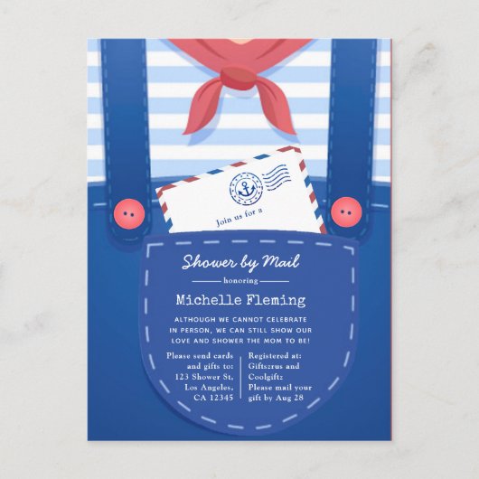 郵便航海の男の赤ちゃんシャワー ポストカード (正面)