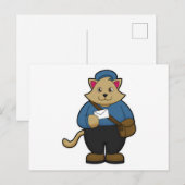 郵便袋と封筒を持った郵便配達猫 ポストカード (正面/裏面)
