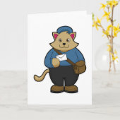 郵便袋と郵便鞄を持った郵便猫 カード (黄色い花)