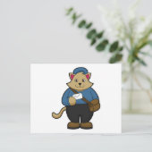 郵便袋と郵便鞄を持った郵便猫 ポストカード (スタンド正面)