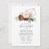 郵便赤と白ベビー又はブライダルシャワー 招待状 (正面)