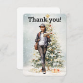 郵便郵便郵便郵便郵便運送業者クリスマスツリー サンキューカード (正面/裏面)