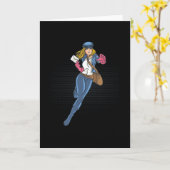 郵便配達の女性 カード (黄色い花)
