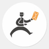 郵便配達アイコンクラシックラウンドステッカー ラウンドシール (正面)