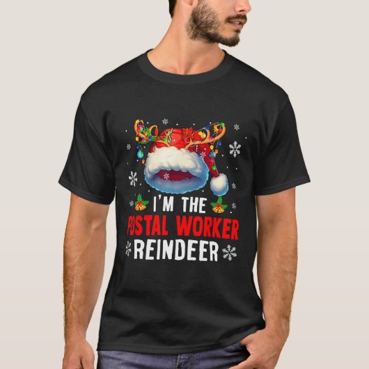 郵便配達員だよ トナカイ クリスマス サンタのトナカイ Tシャツ (正面)