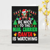 郵便配達員に優しくして サンタ - 勤勉な労働者 チャンネル カード (黄色い花)