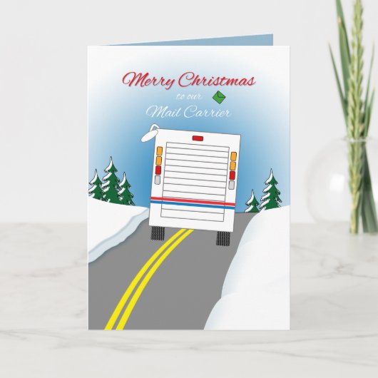 郵便配達員のためのメリークリスマスMailtruck シーズンカード (正面)