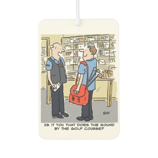 郵便配達員はゴルフ場の近くにラウンドがある カーエアーフレッシュナー (正面)