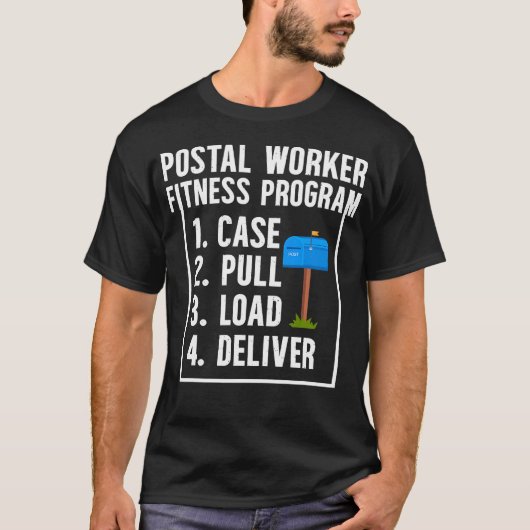 郵便配達員フィットネスプログラム 郵便局員 ポストマン マ Tシャツ (正面)