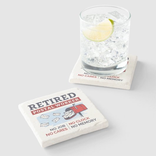 郵便配達員退職した退職郵便局員 ストーンコースター (横)