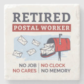 郵便配達員退職した退職郵便局員 ストーンコースター (正面)