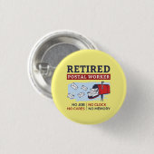 郵便配達員退職した退職郵便局員 缶バッジ (正面&裏面)