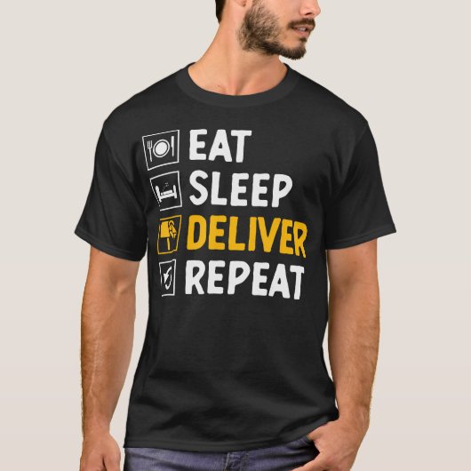 郵便配達員 郵便屋 宅配便の繰り返し Tシャツ (正面)