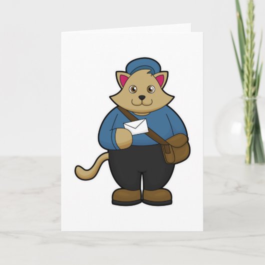 郵便配達猫　封筒と鞄持ち カード (正面)