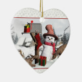 郵便飾箱雪だるま鹿とギフトオーナメント セラミックオーナメント (右)