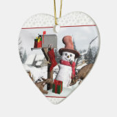 郵便飾箱雪だるま鹿とギフトオーナメント セラミックオーナメント (左)