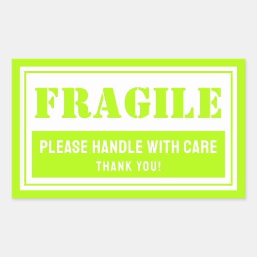 郵送および包装気に付き脆性ハンドル 長方形シール (正面)