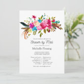 郵送でおしゃれなボヘミアンチックな花のウェディングシャワー 招待状 (スタンド正面)