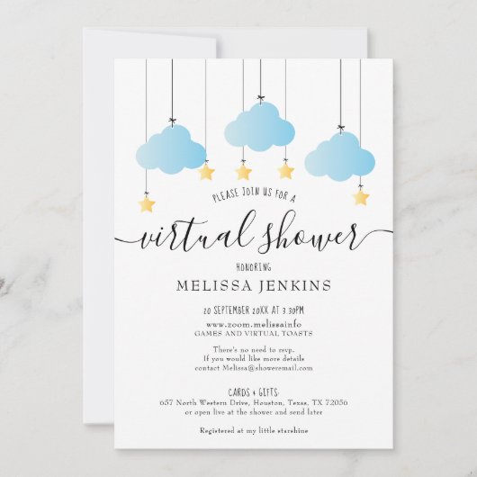 郵送でバーチャルオンライン長距離シャワー 招待状 (正面)