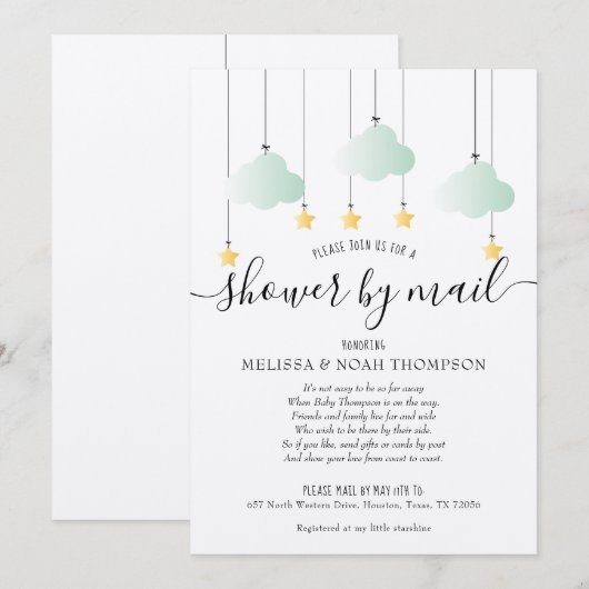 郵送で楽しむラスティックシャワー　遠距離のプチギフト 招待状 (正面/裏面)