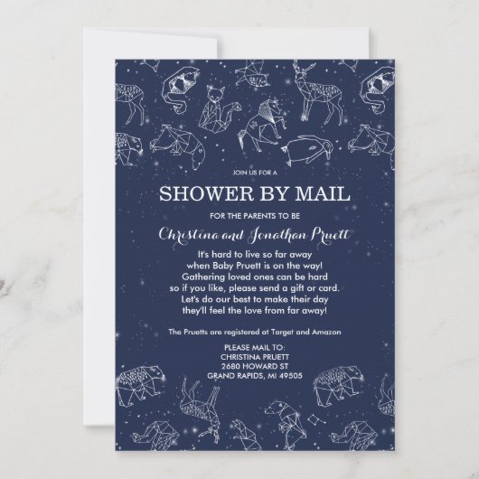 郵送で楽しむ星座ベビーシャワー 長距離 招待状 (正面)