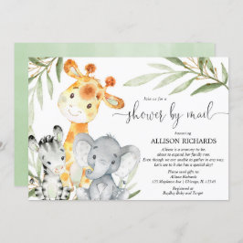 郵送で開催するサファリ風のジェンダーニュートラルなベビーシャワー 招待状