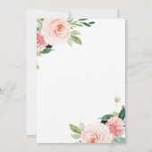 郵送のバーチャルシャワー ピンクの花のウェディングシャワー 招待状 (裏面)