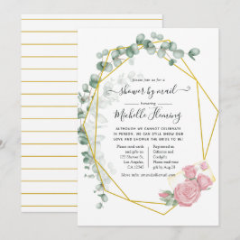 郵送のユーカリ幾何学的なブライダルシャワー 招待状
