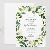 郵送ベビーシャワー 緑の葉の招待状 招待状 (正面/裏面)